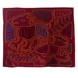 Vintage traditional, hand-sewn, multi-layered cotton Mola by the Guna (Kuna)